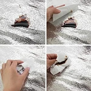 Foil Sheet Silver Aluminium Foil Sheet Kitchen Waterproof Self-Adhesive (Silver)